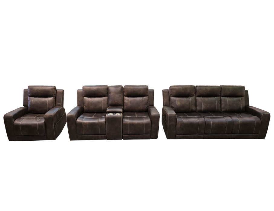 Derby 3PC Sofa Set (Brown) - Mare Blu