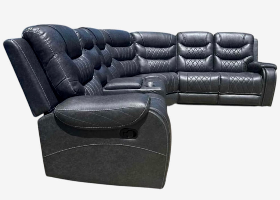 Channel Sectional (Grey Leather) - Mare Blu