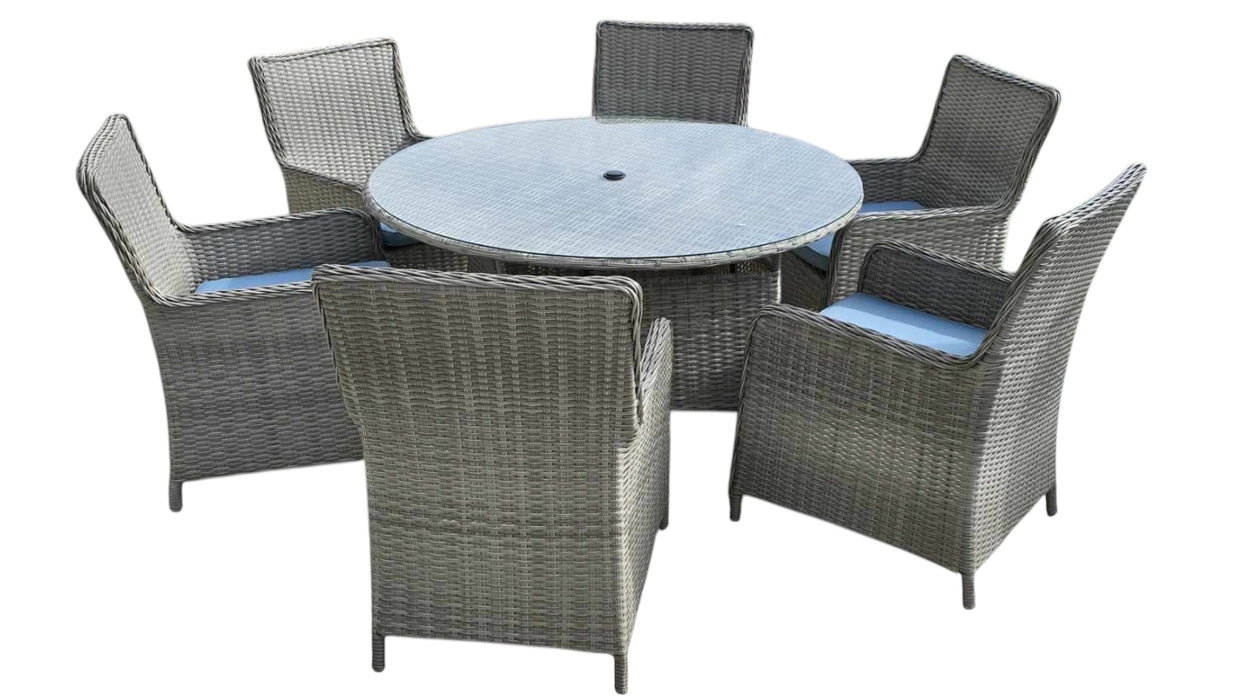 Tahiti 6 Seat Dining Set (Grey) - Mare Blu