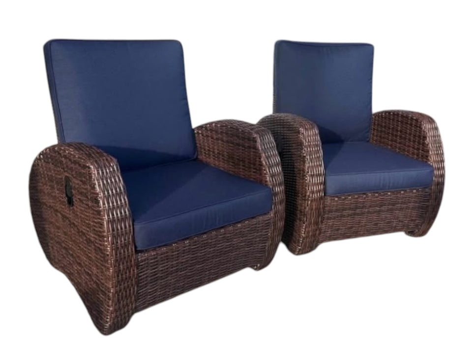 Valencia Reclining Chairs 2pc (Blue/Brown) - Mare Blu