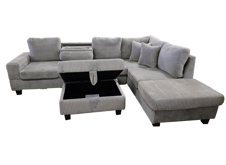 Adam Sectional with Ottoman (Grey) - Mare Blu