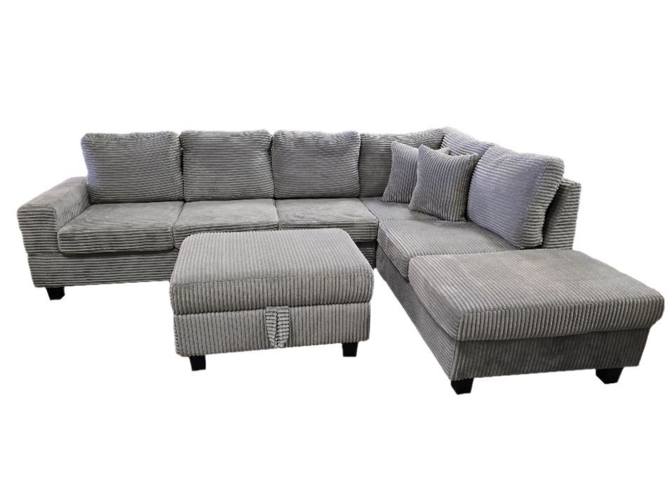 Adam Sectional with Ottoman (Grey) - Mare Blu