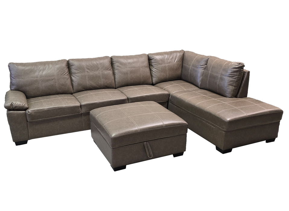 Ava Sectional with Ottoman (Wolf Grey) - Mare Blu