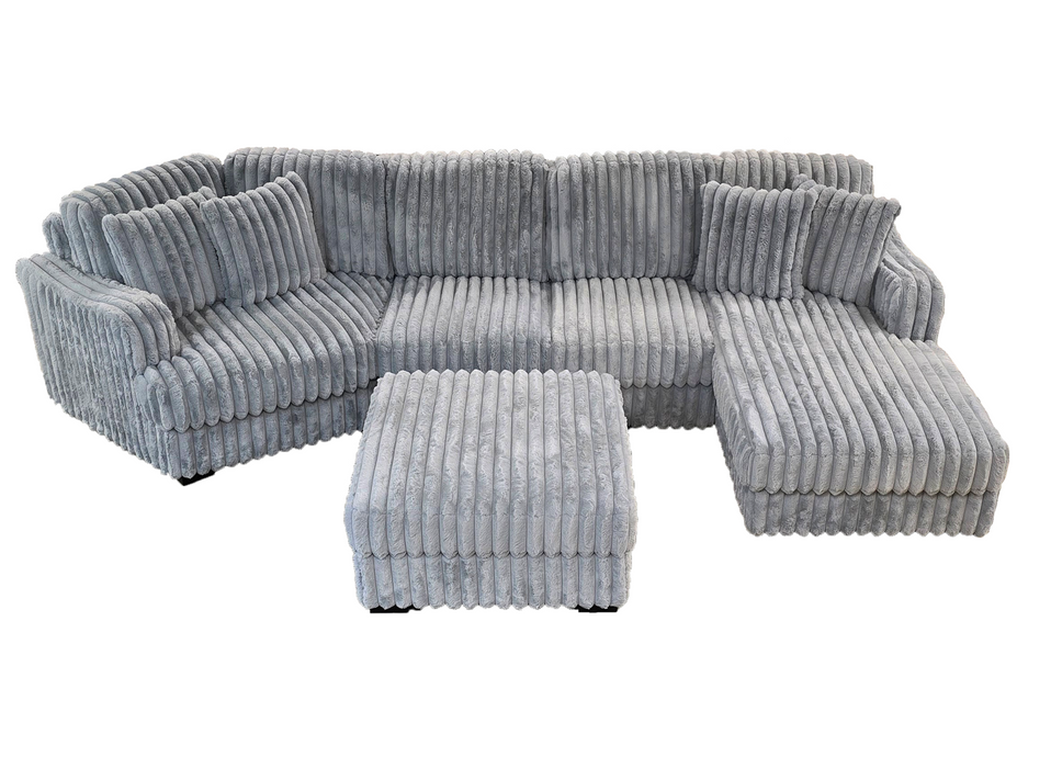 Cuddler with Chaise (Grey Corduroy) - Mare Blu