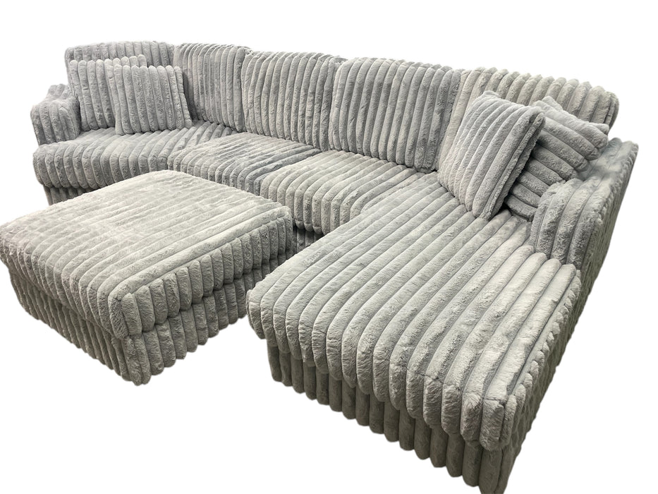 Cuddler with Chaise (Grey Corduroy) - Mare Blu