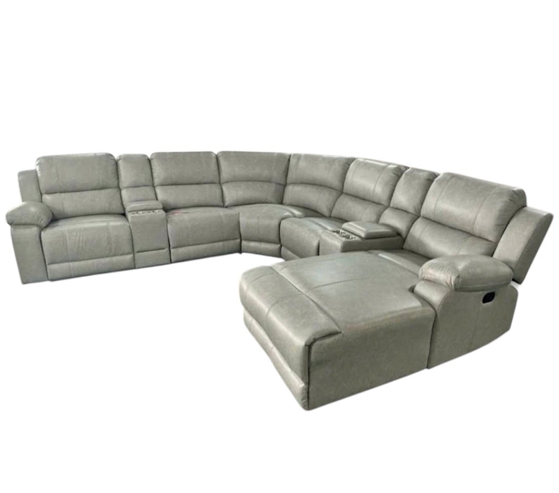 Brennum Sectional with Reclining Chaise (Light Grey) - Mare Blu