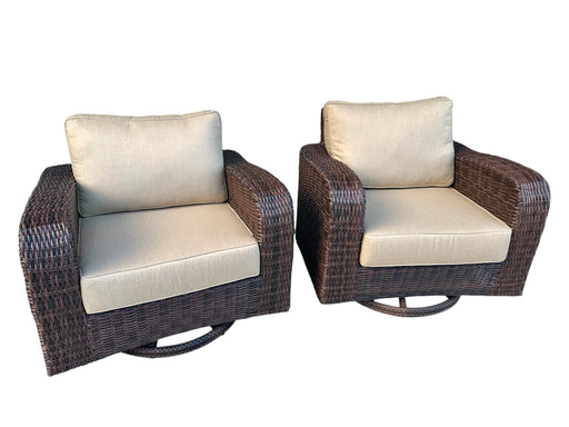 Valencia 2pc Swivel Chair Set with Sunbrella Cushion (Dark Brown) - Mare Blu