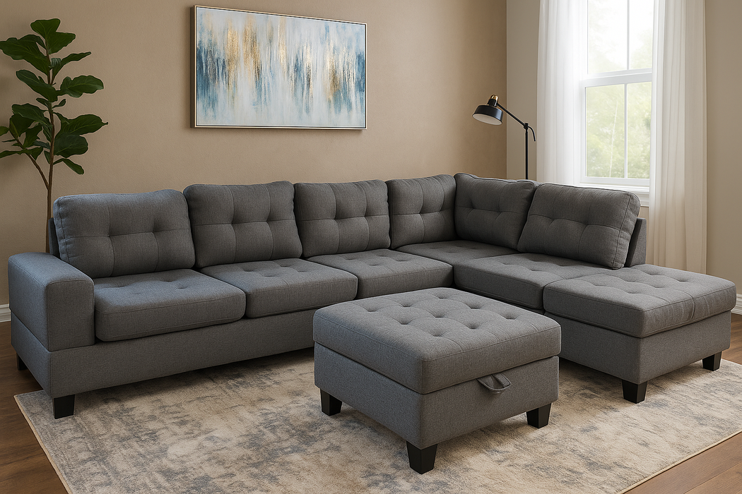 Eve Sectional with Ottoman (Grey)