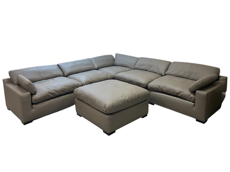 Emilia Top Grain Leather Modular Sectional (Grey)