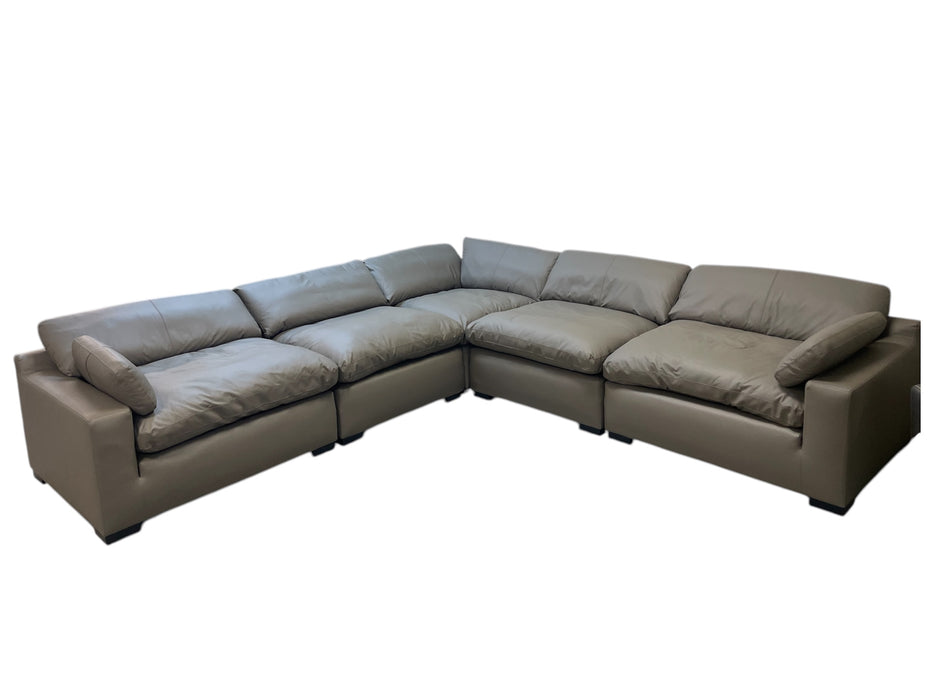 Emilia Top Grain Leather Modular Sectional (Grey)