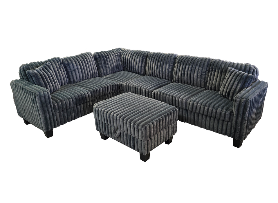 Logan Sectional with Ottoman (Dark Grey) - Mare Blu