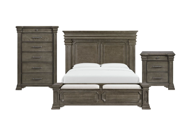 Saint James 5 PC King Bedroom Set (Brown/Grey)