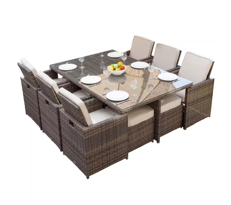 Hideaway 11pc Outdoor Dining Set (Brown)