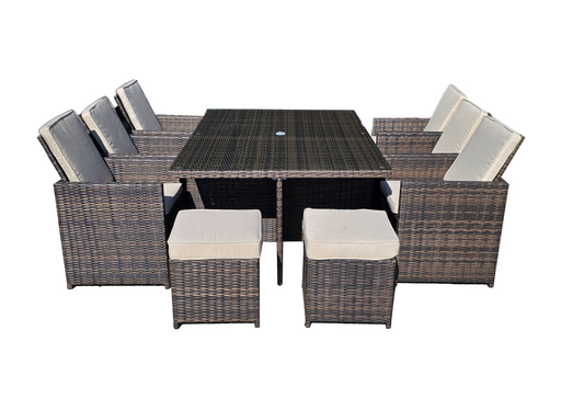 Hideaway 11pc Outdoor Dining Set (Brown) - Mare Blu